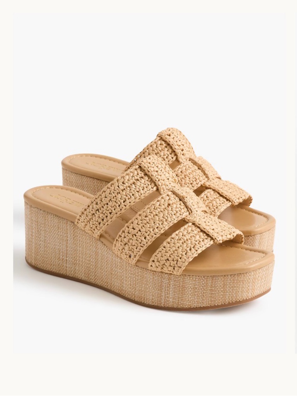 J. Crew Factory Fisherman Flat-Form Wedges Size 7m Natural Raffia Sandals Shoes